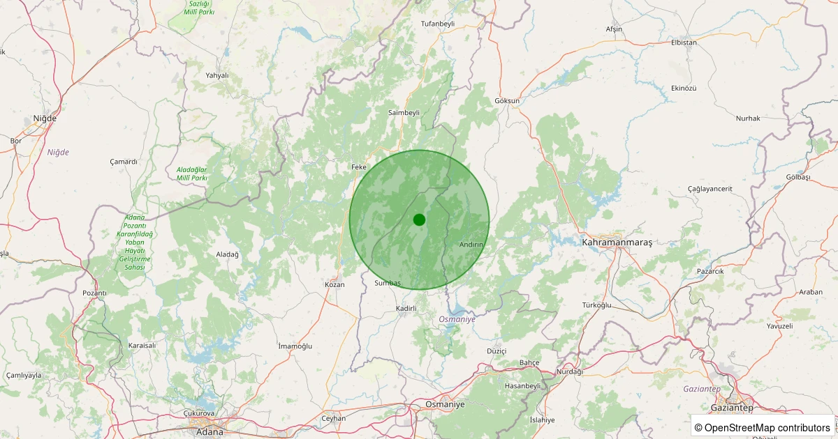 17 Ağustos 2025 saat 18:08 - Kadirli - Kösepınarı Köyü - 2.30ml depreminin harita gösterimi