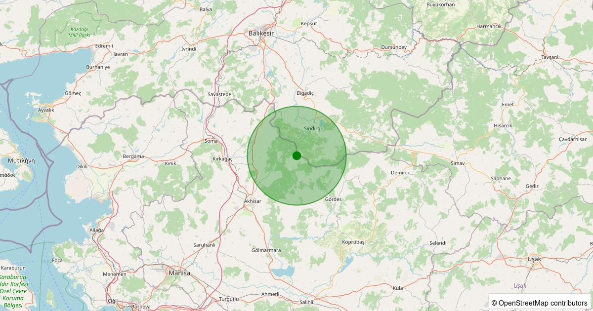17 Ağustos 2025 saat 15:47 - Akhisar - Sağrakçı Köyü - 1.50ml depreminin harita gösterimi