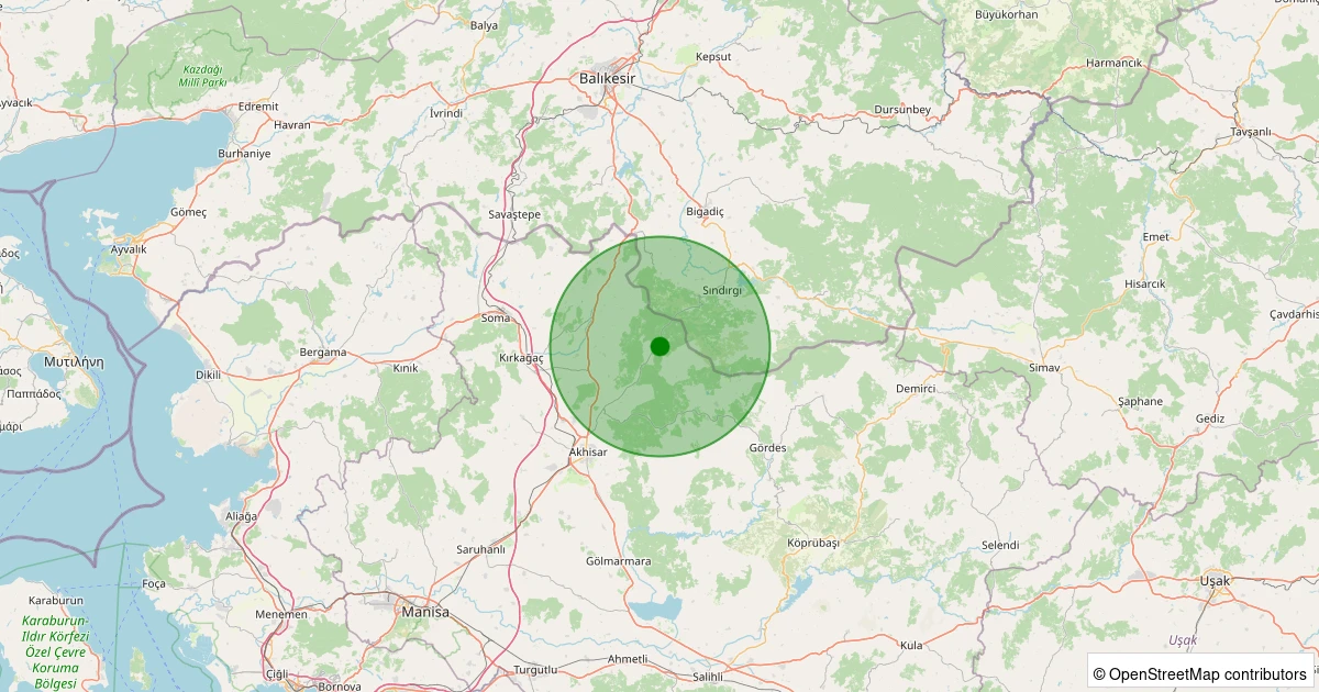 17 Ağustos 2025 saat 14:55 - Akhisar - 2.10ml depreminin harita gösterimi