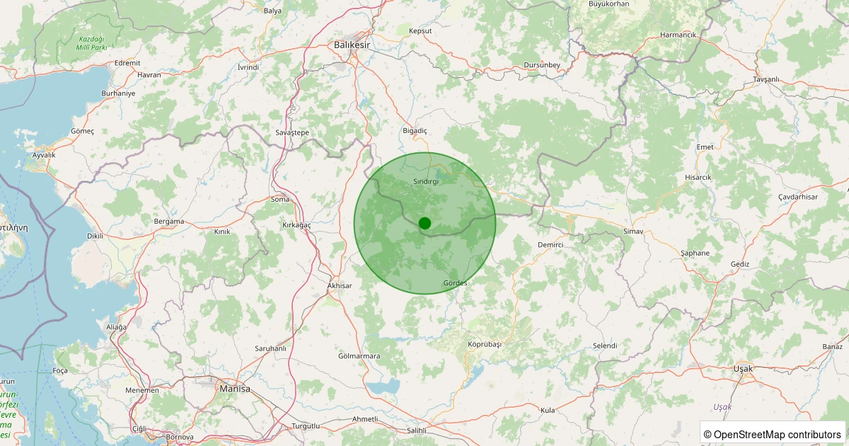 17 Ağustos 2025 saat 13:12 - Sındırgı - Kınık - 1.60ml depreminin harita gösterimi