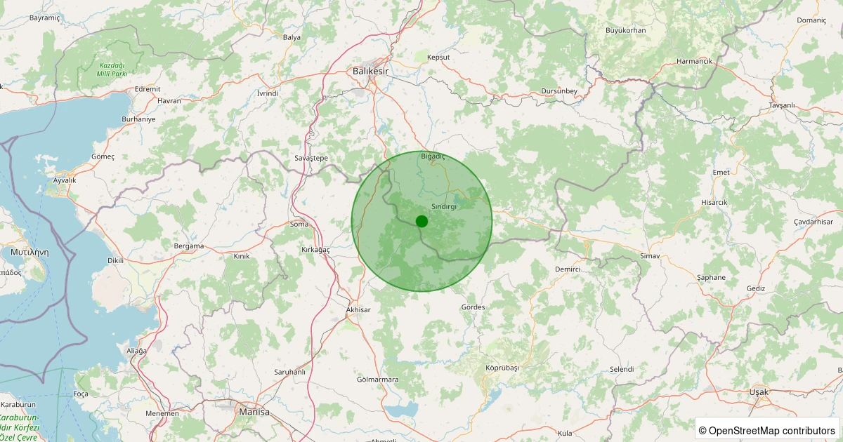 17 Ağustos 2025 saat 11:55 - Sındırgı - Kertil - 1.80ml depreminin harita gösterimi