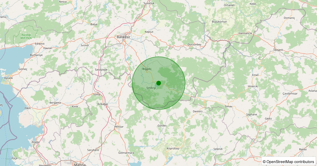 17 Ağustos 2025 saat 10:07 - Sındırgı - Yolcupınar - 1.10ml depreminin harita gösterimi
