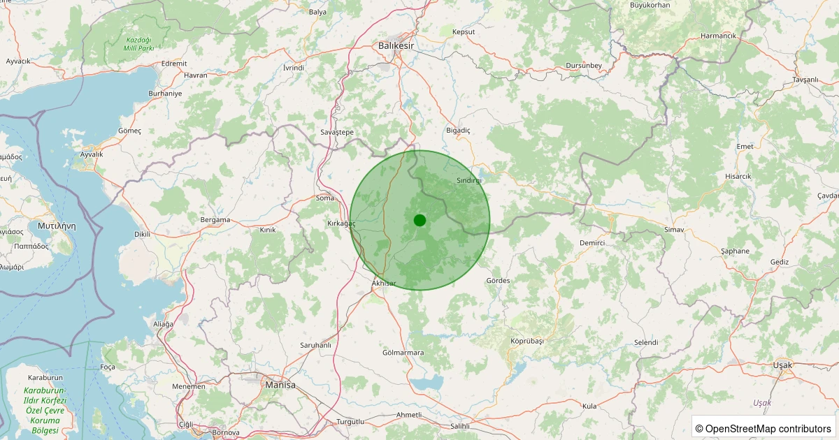 17 Ağustos 2025 saat 10:01 - Akhisar - Kurtulmuş Köyü - 1.50ml depreminin harita gösterimi