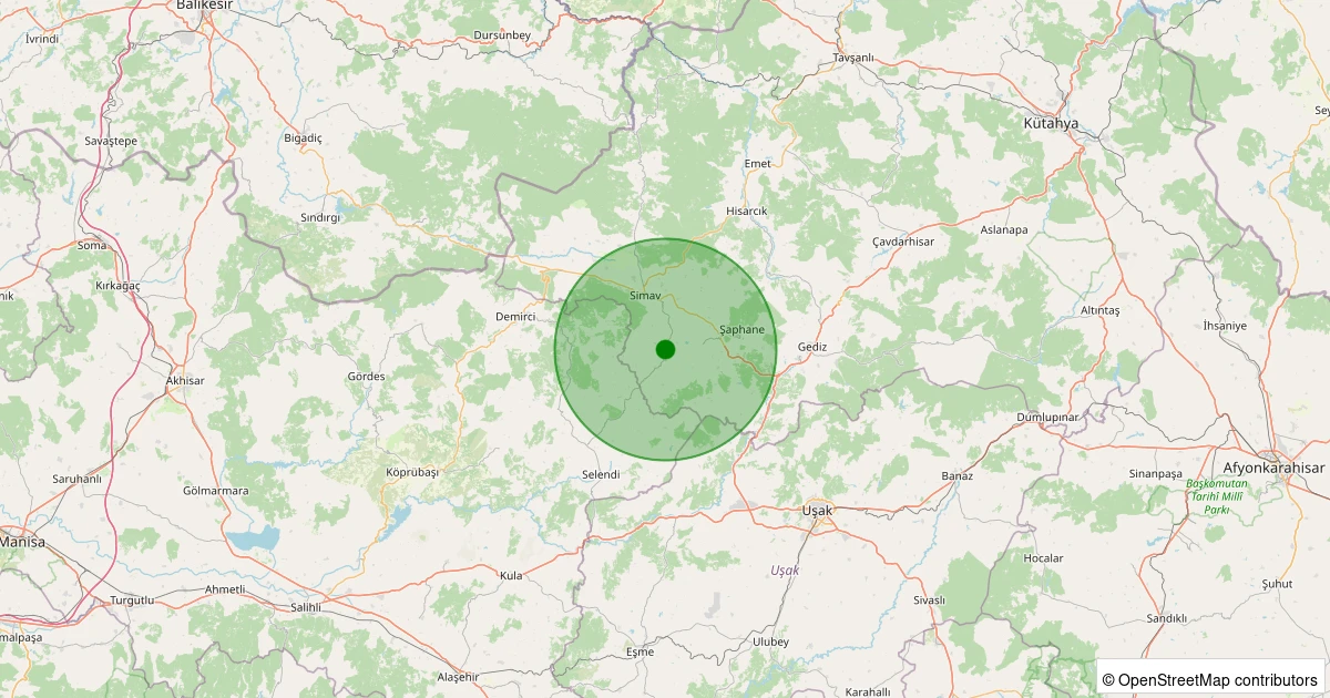 17 Ağustos 2025 saat 08:55 - Simav - Kuşu Köyü - 1.10ml depreminin harita gösterimi