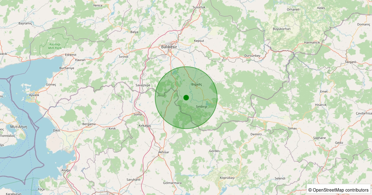 17 Ağustos 2025 saat 07:43 - Sındırgı - Çakıllı - 2.70ml depreminin harita gösterimi