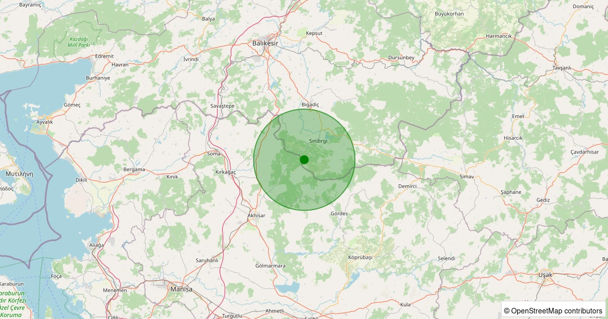 17 Ağustos 2025 saat 06:38 - Sındırgı - 1.90ml depreminin harita gösterimi