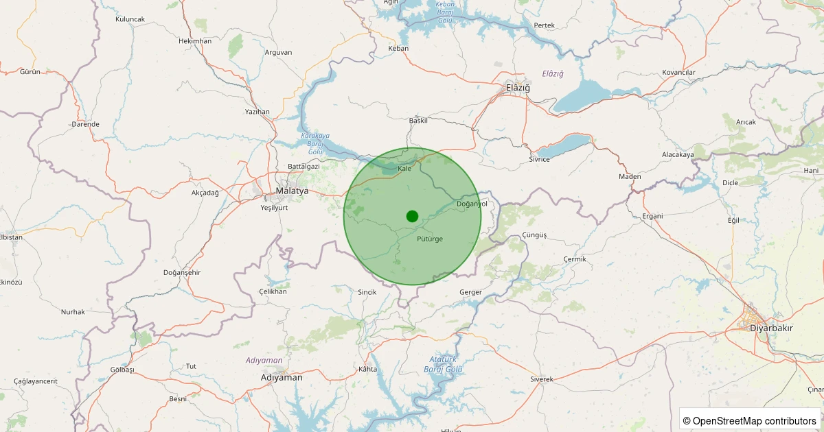 17 Ağustos 2025 saat 06:04 - Pütürge - Pazarcık Köyü - 2.60ml depreminin harita gösterimi