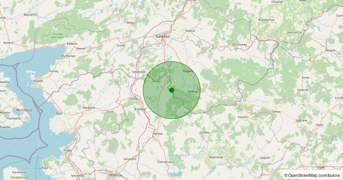 17 Ağustos 2025 saat 06:03 - Sındırgı - Eğridere - 2.00ml depreminin harita gösterimi