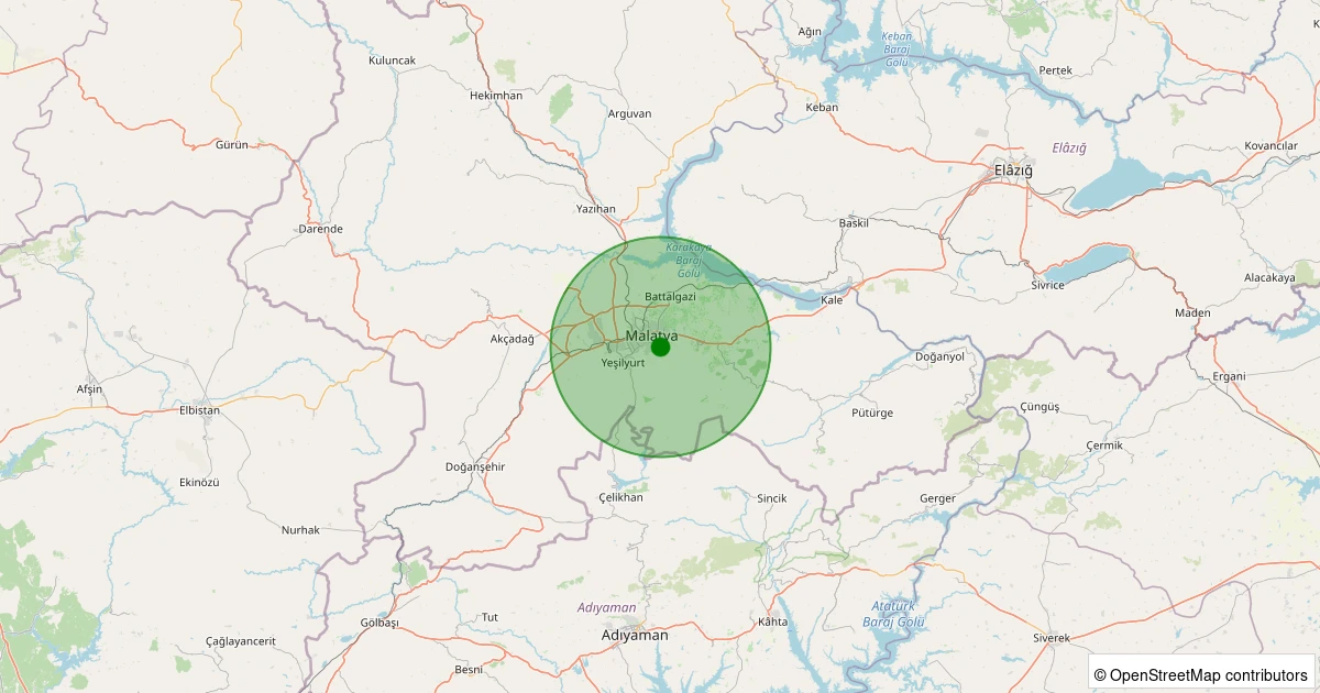 17 Ağustos 2025 saat 05:48 - Battalgazi - Dernek - 1.90ml depreminin harita gösterimi