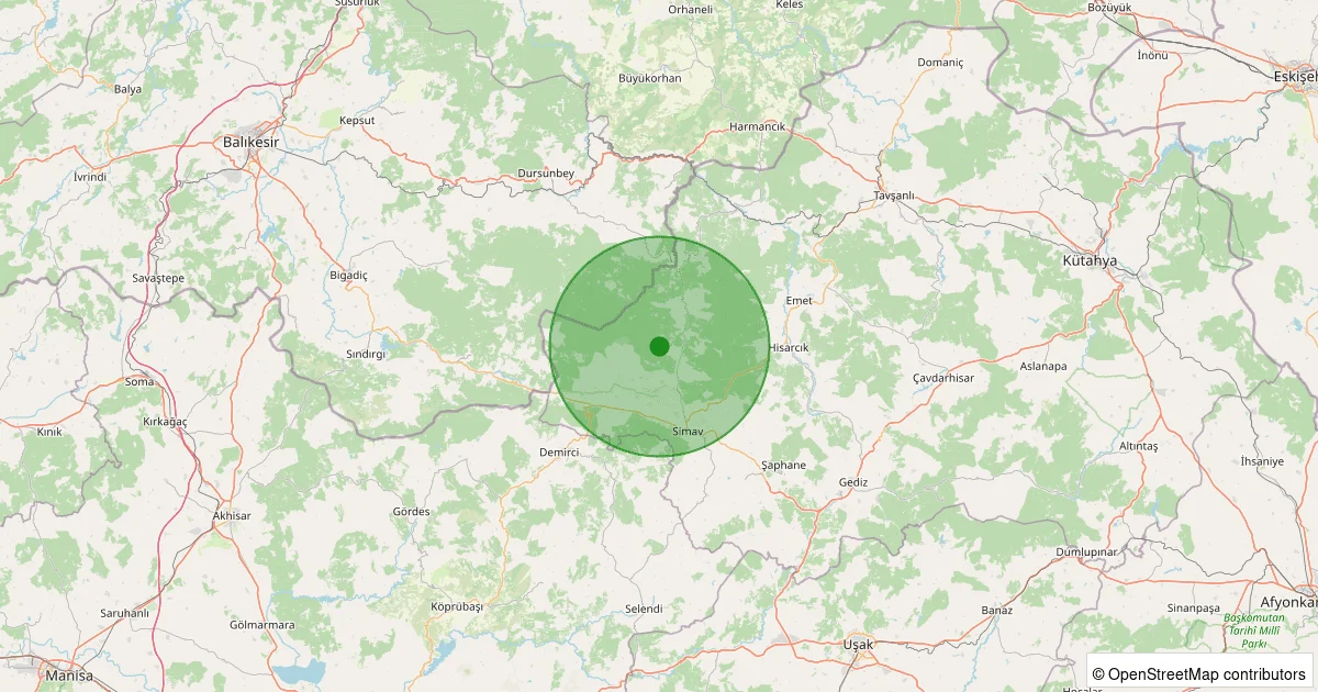04 Ekim 2025 saat 22:58 - Simav - Yeniler Köyü - 1.50ml depreminin harita gösterimi