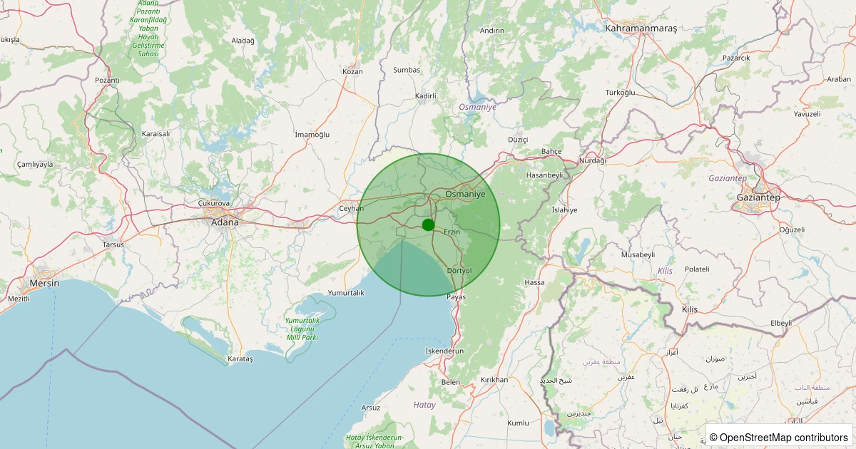 17 Ağustos 2025 saat 05:48 - Erzin - 1.60ml depreminin harita gösterimi