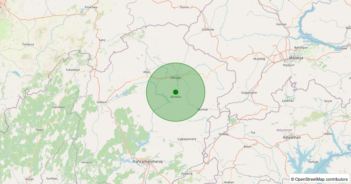 17 Ağustos 2025 saat 04:28 - Ekinözü - 1.10ml depreminin harita gösterimi