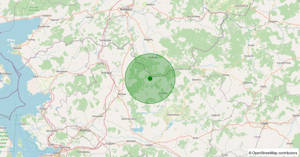 17 Ağustos 2025 saat 04:27 - Akhisar - Hanpaşa Köyü - 1.50ml depreminin harita gösterimi