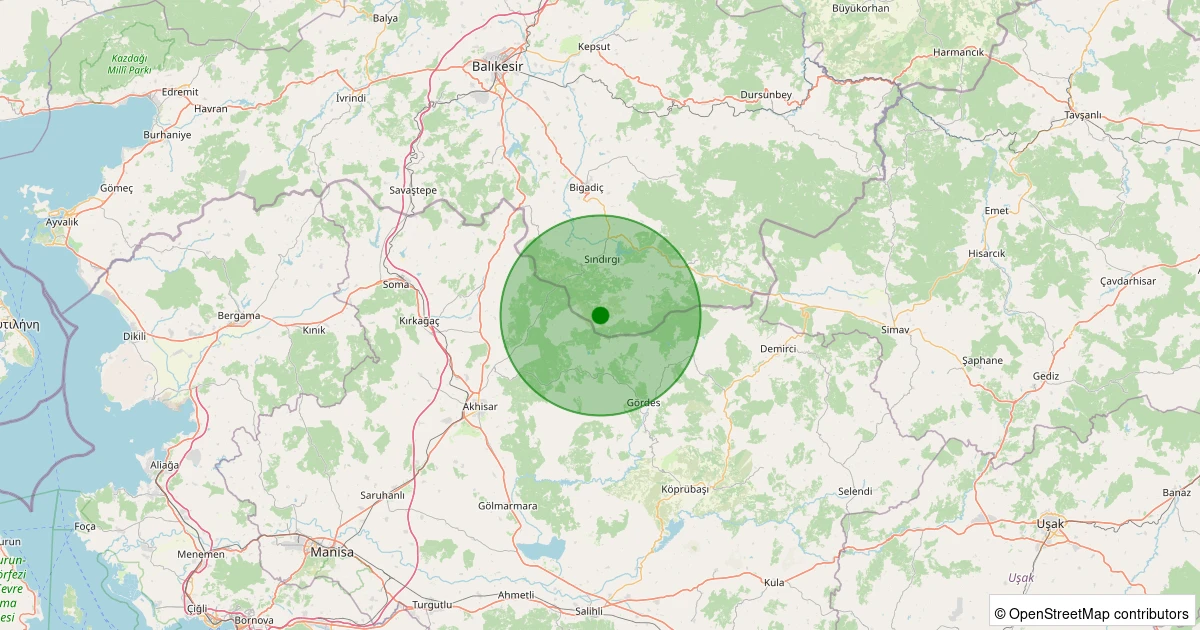17 Ağustos 2025 saat 03:38 - Sındırgı - Kınık - 1.30ml depreminin harita gösterimi