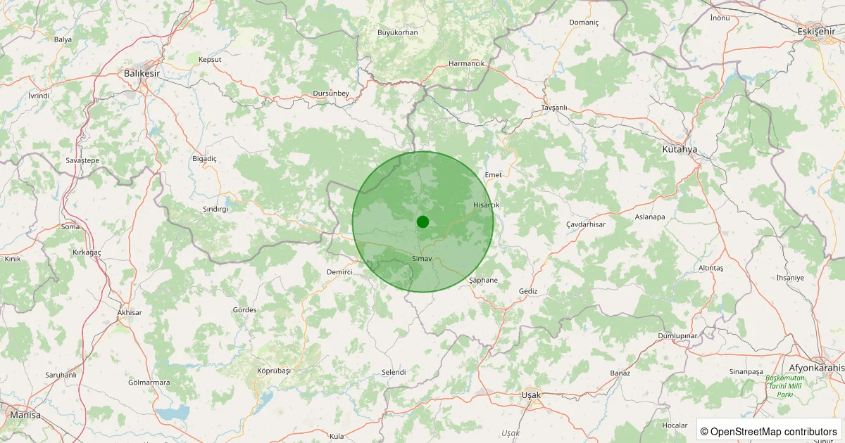 04 Ekim 2025 saat 22:19 - Simav - Eğirler Köyü - 0.80ml depreminin harita gösterimi