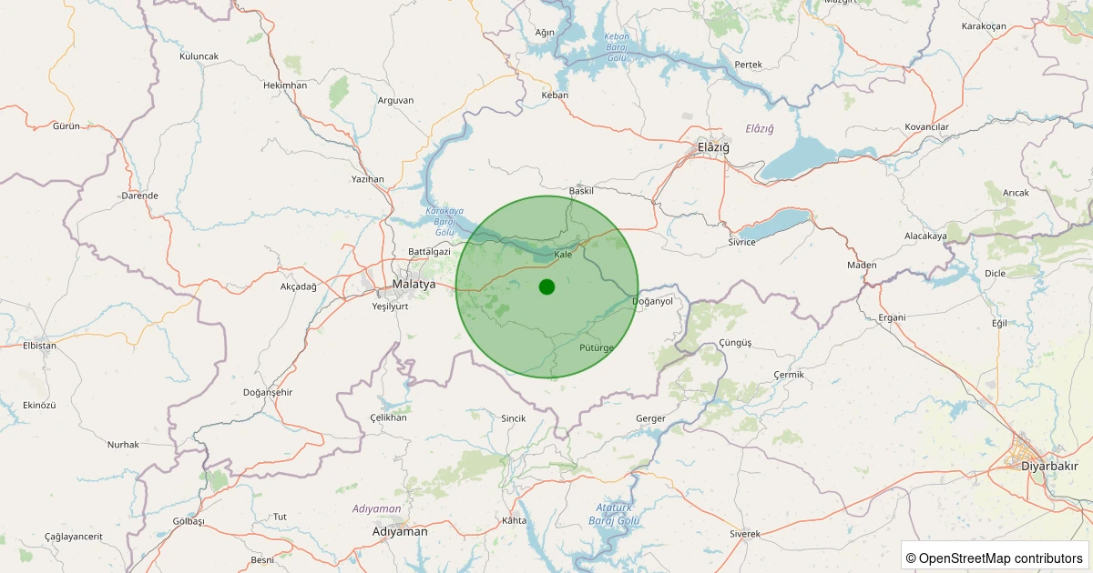 16 Ağustos 2025 saat 22:02 - Kale - Bent Köyü - 2.70ml depreminin harita gösterimi