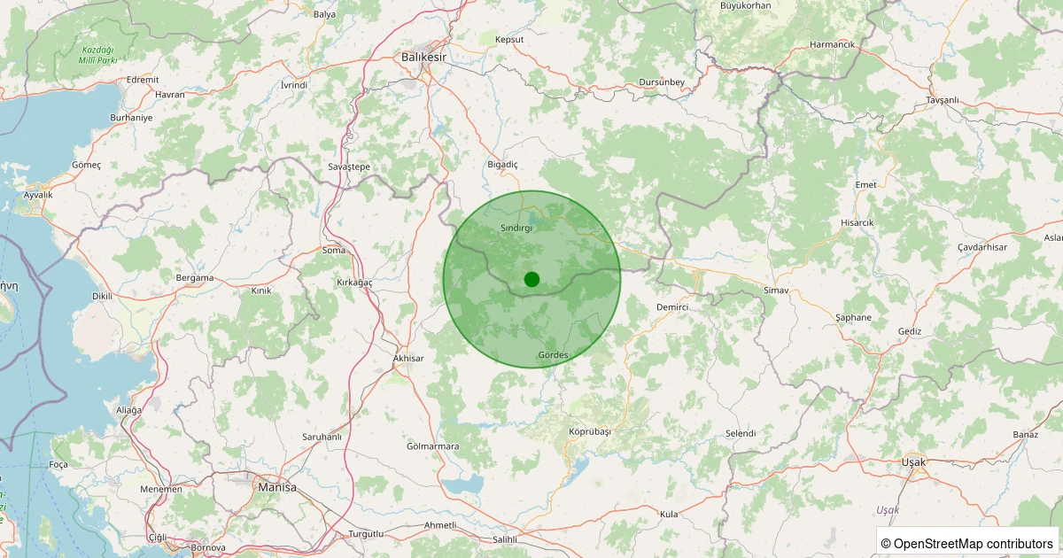 02 Kasım 2025 saat 03:25 - Sındırgı - Kınık - 1.20ml depreminin harita gösterimi