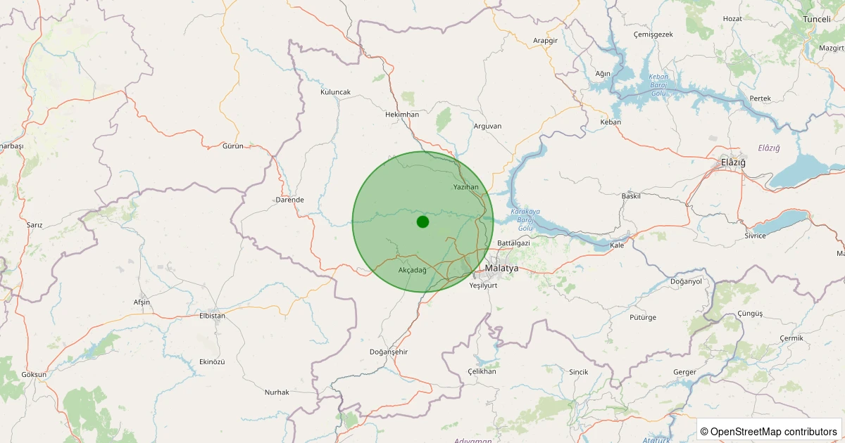 02 Kasım 2025 saat 02:25 - Akçadağ - Keklikpınar - 1.10ml depreminin harita gösterimi