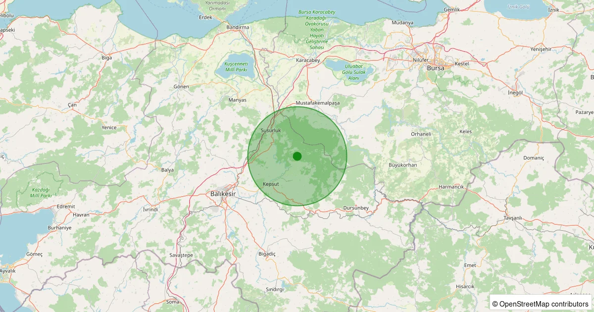 04 Ekim 2025 saat 21:01 - Kepsut - Örenli - 1.80ml depreminin harita gösterimi