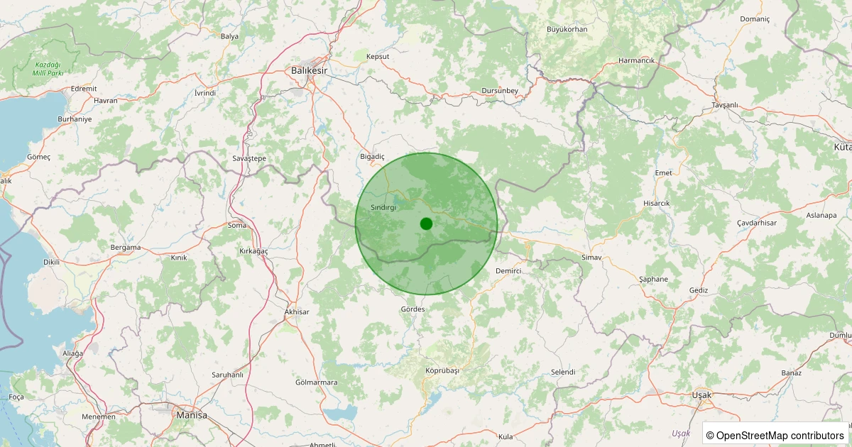 03 Kasım 2025 saat 15:59 - Sındırgı - Büyükdağdere - 1.50ml depreminin harita gösterimi