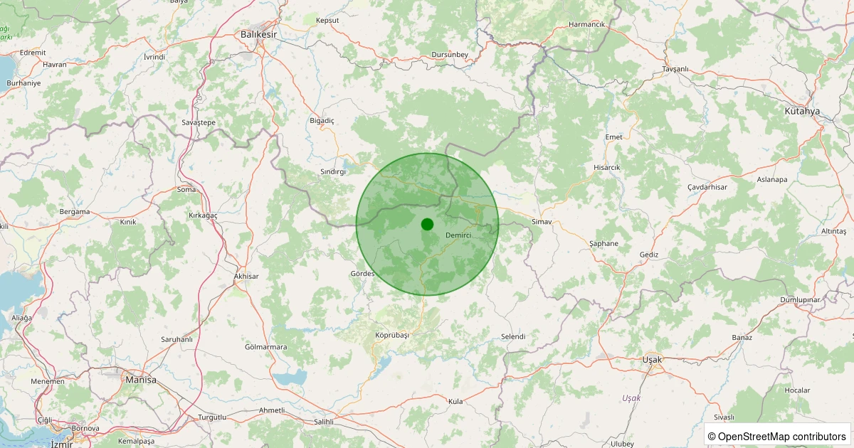 03 Kasım 2025 saat 16:37 - Demirci - Rahmanlar - 1.60ml depreminin harita gösterimi