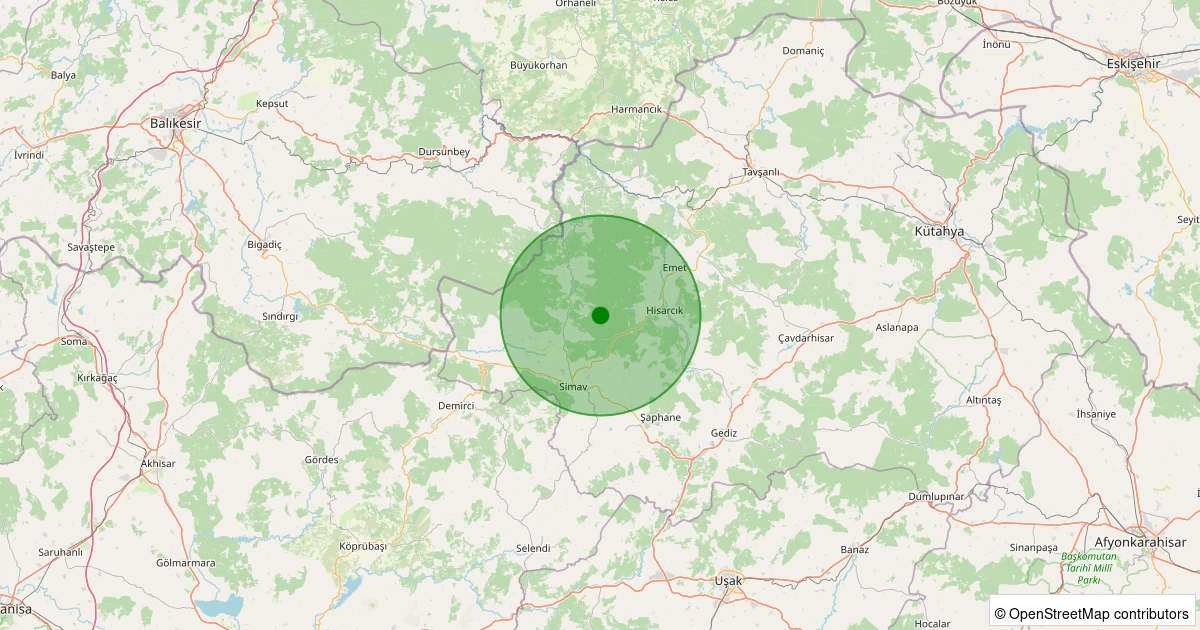 03 Kasım 2025 saat 18:57 - Simav - Maden Köyü - 1.20ml depreminin harita gösterimi