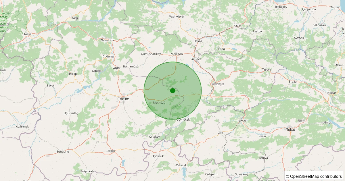 08 Ekim 2025 saat 08:00 - Mecitözü - 1.30ML depreminin harita gösterimi