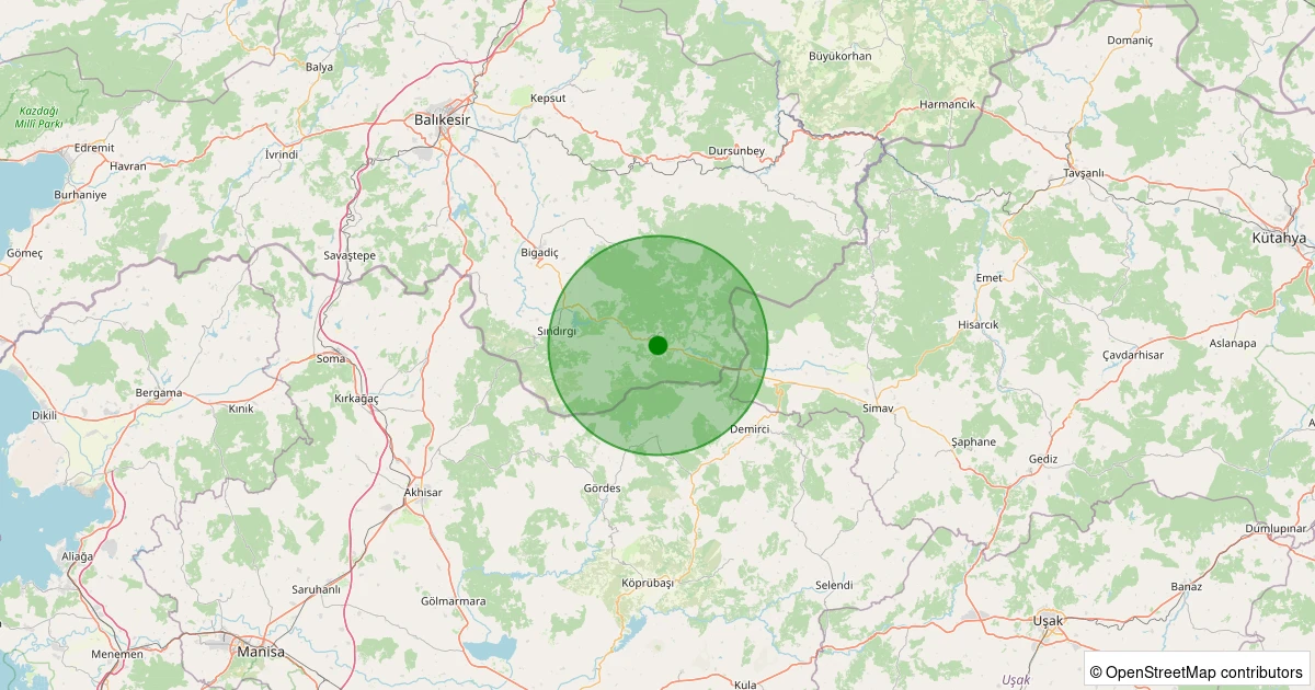 03 Kasım 2025 saat 18:57 - Sındırgı - Şapcı - 1.20ML depreminin harita gösterimi