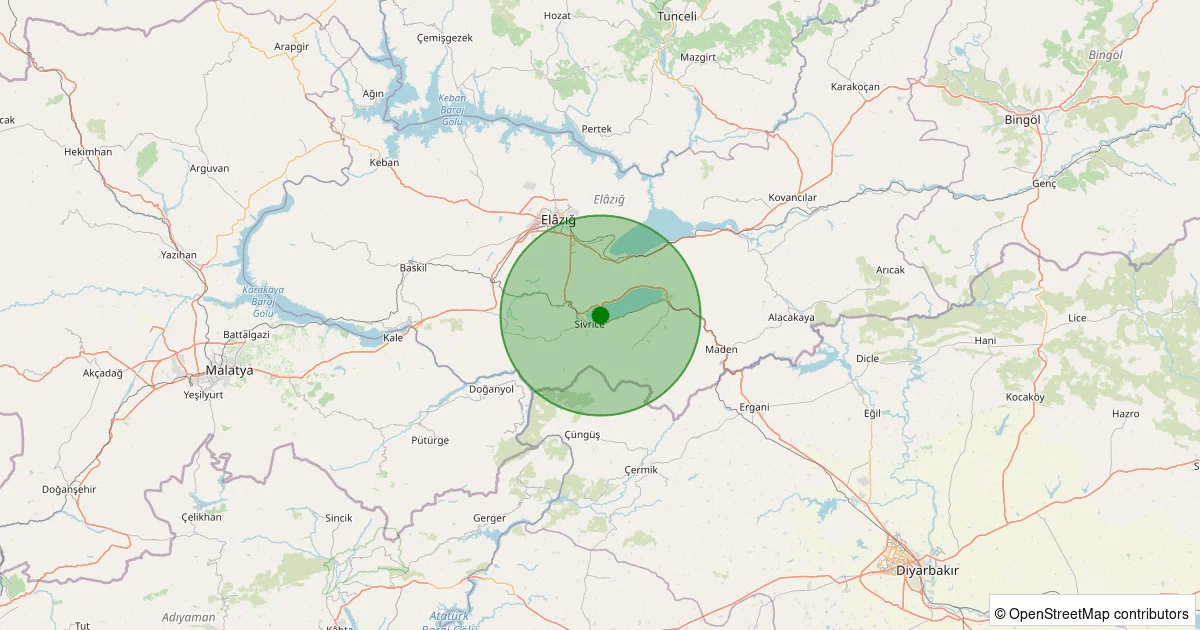 08 Ekim 2025 saat 07:24 - Sivrice - Güney Köyü - 1.80ML depreminin harita gösterimi