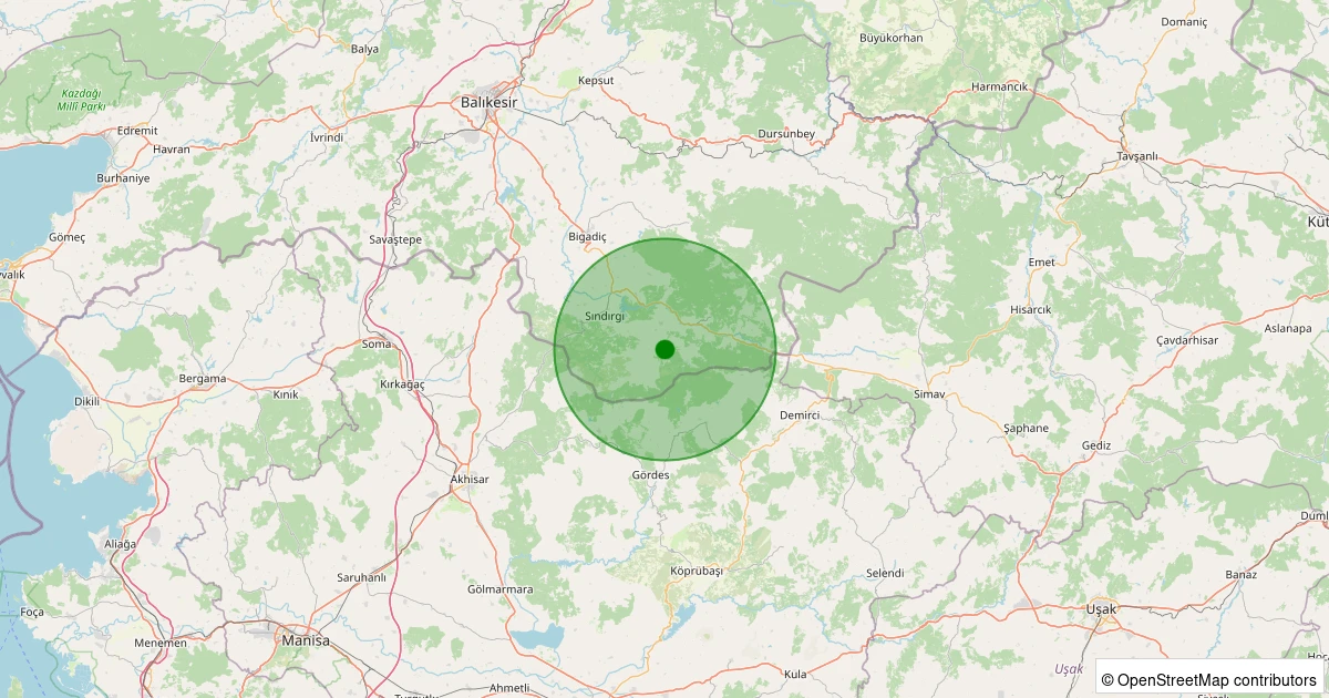 03 Kasım 2025 saat 20:38 - Sındırgı - Büyükdağdere - 1.50ml depreminin harita gösterimi