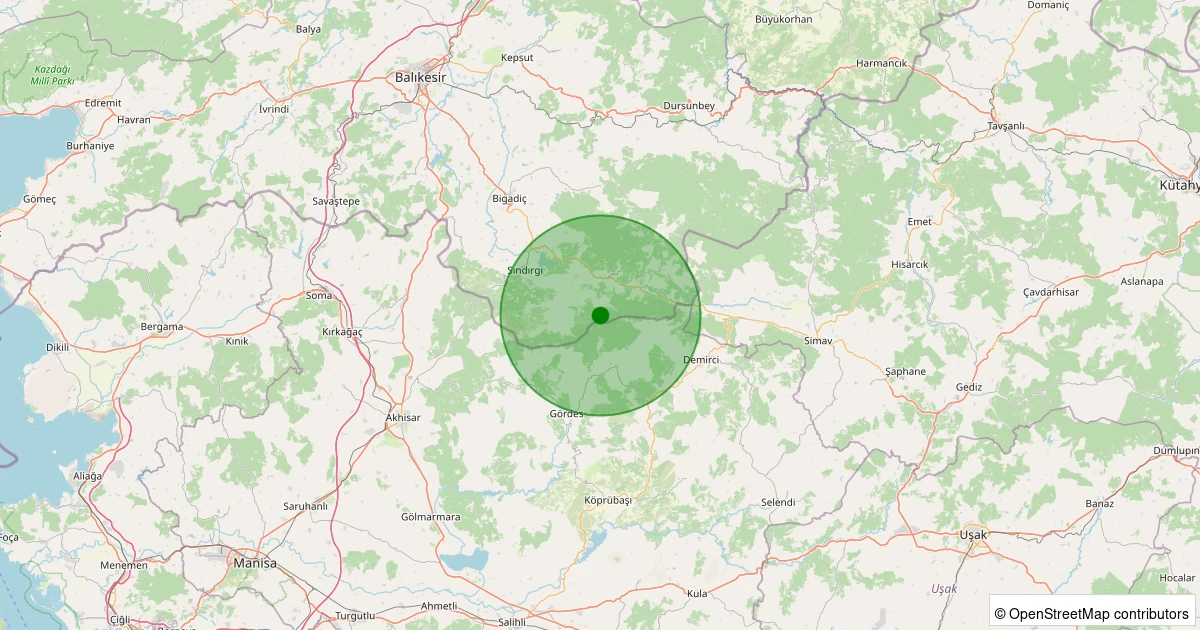 03 Kasım 2025 saat 20:40 - Sındırgı - Yaylabayır - 1.80ml depreminin harita gösterimi
