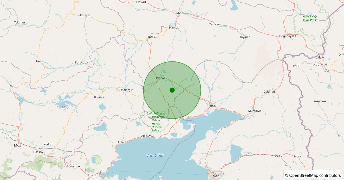03 Kasım 2025 saat 20:19 - Patnos - Akdilek Köyü - 1.90ml depreminin harita gösterimi