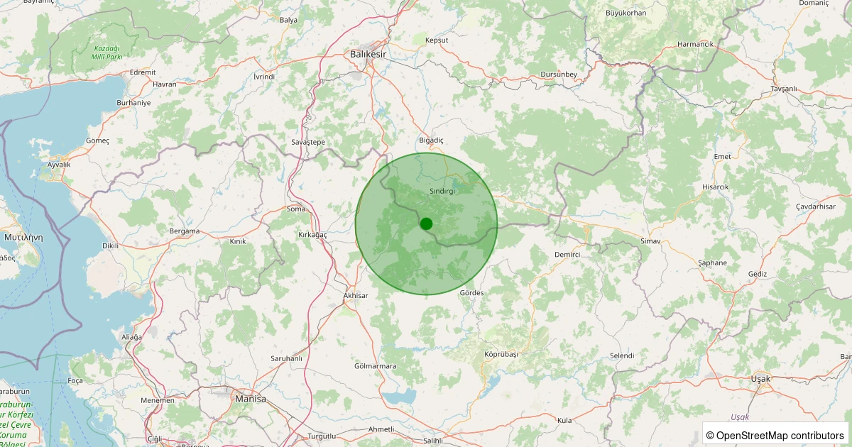 03 Kasım 2025 saat 21:05 - Akhisar - Sağrakçı Köyü - 1.50ml depreminin harita gösterimi