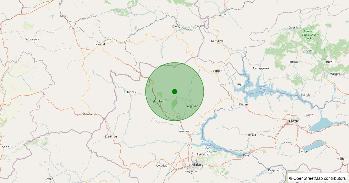 03 Kasım 2025 saat 22:17 - Hekimhan - İğdir Köyü - 2.50ml depreminin harita gösterimi
