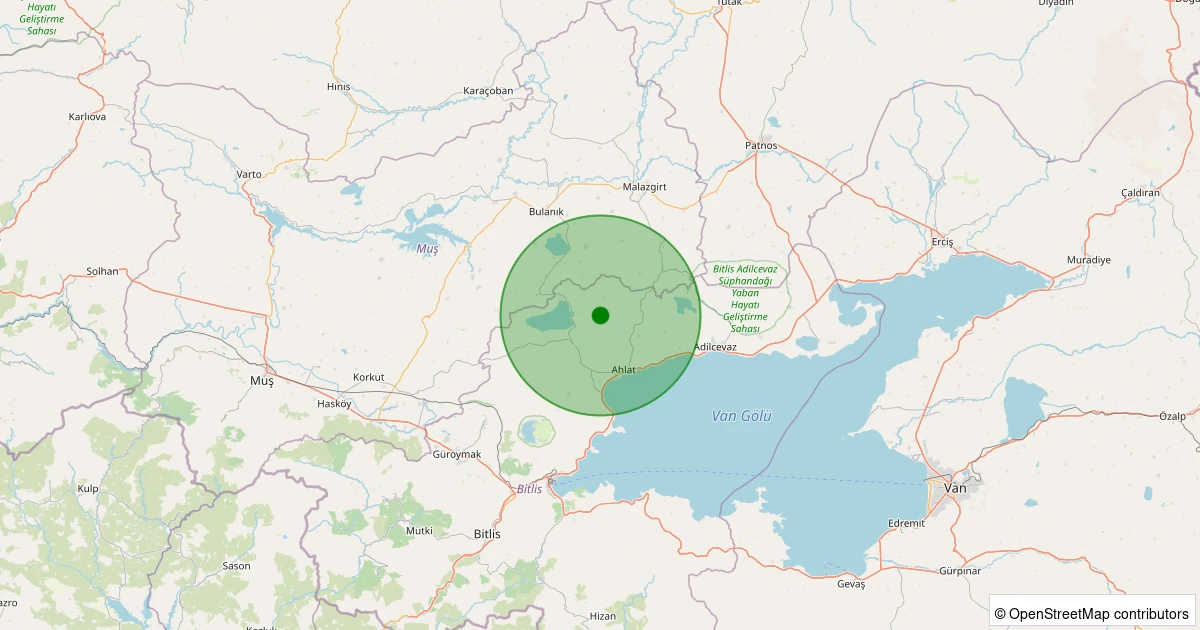 03 Kasım 2025 saat 23:26 - Ahlat - Otluyazı Köyü - 1.60ml depreminin harita gösterimi