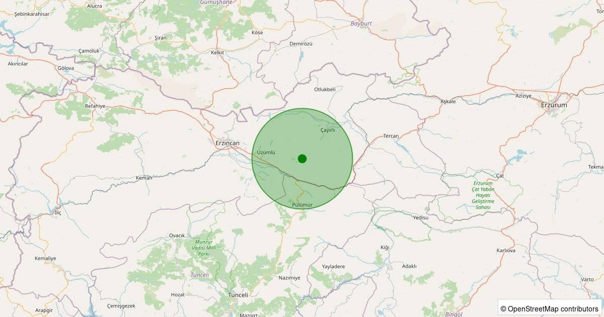 04 Kasım 2025 saat 02:30 - Üzümlü - K.Sarıkaya Köyü - 1.80ml depreminin harita gösterimi