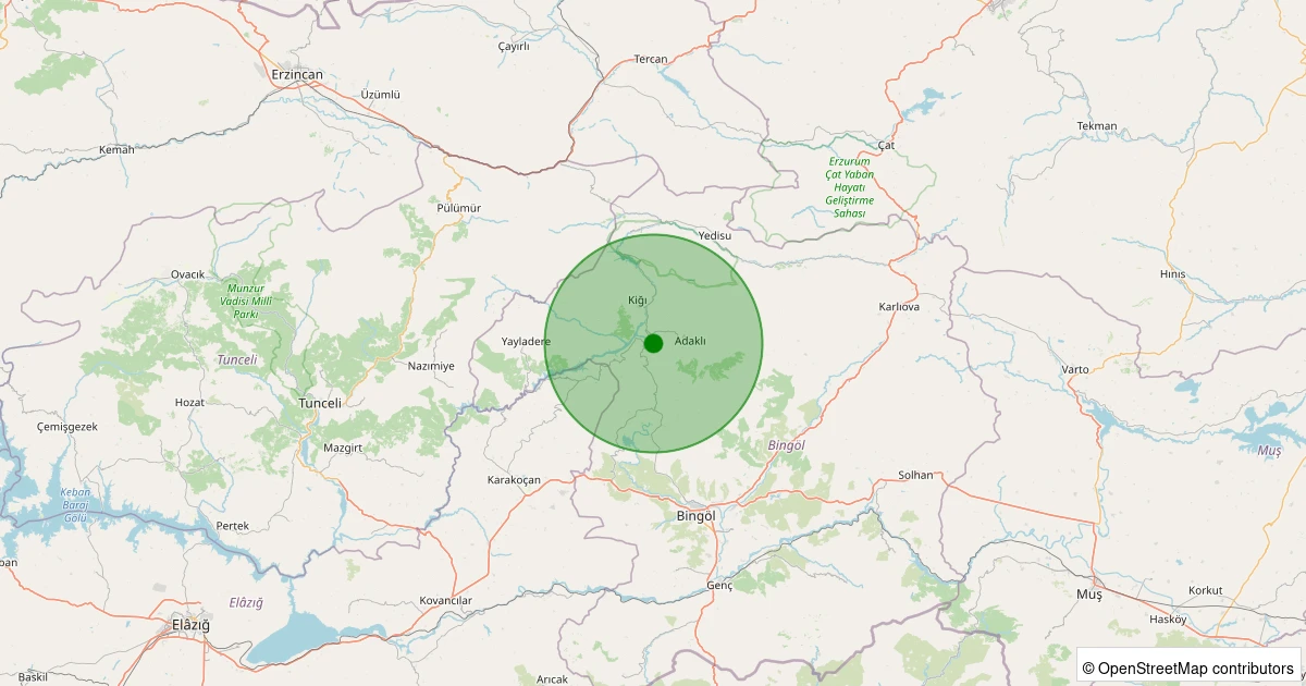 04 Kasım 2025 saat 02:46 - Adaklı - Bağlarpınarı Köyü - 1.80ml depreminin harita gösterimi