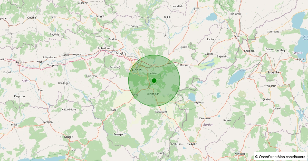 04 Kasım 2025 saat 04:00 - Honaz - Yeni - 1.00ml depreminin harita gösterimi