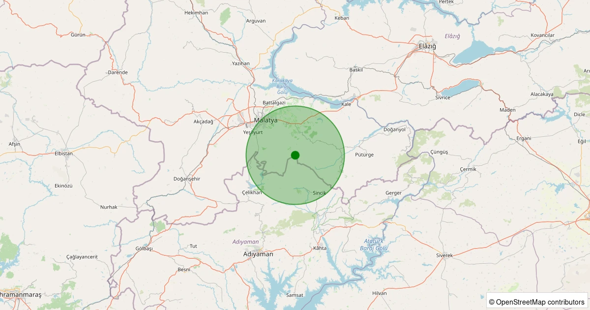 04 Kasım 2025 saat 05:39 - Battalgazi - Gülümuşağı Köyü - 2.10ml depreminin harita gösterimi