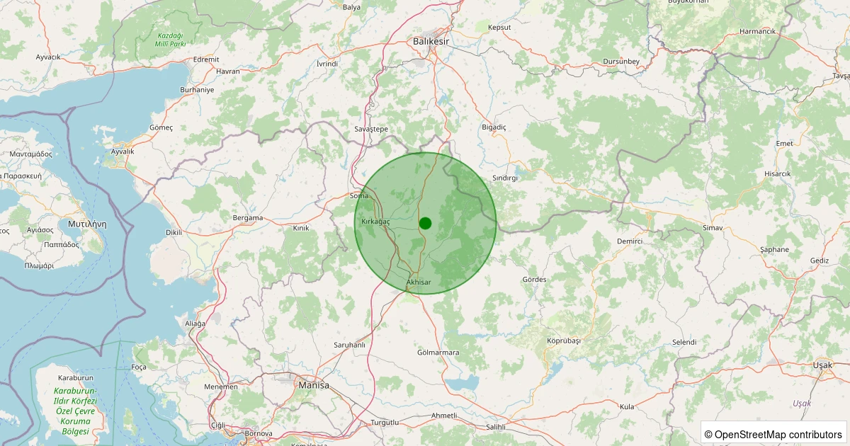 04 Kasım 2025 saat 06:25 - Kırkağaç - Alıfakı - 1.50ml depreminin harita gösterimi