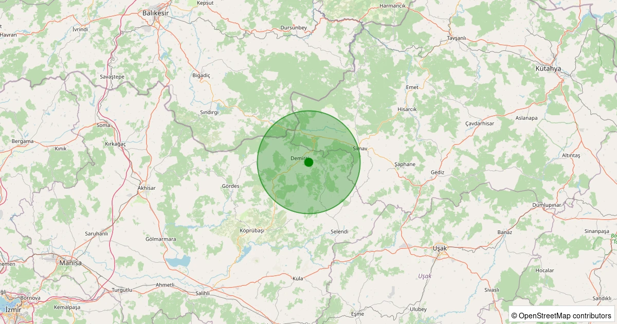 04 Kasım 2025 saat 09:21 - Demirci - Eskihisar - 1.50ml depreminin harita gösterimi