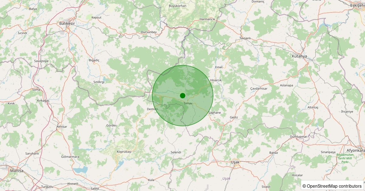 04 Kasım 2025 saat 09:32 - Simav - Çitgöl - 1.10ml depreminin harita gösterimi
