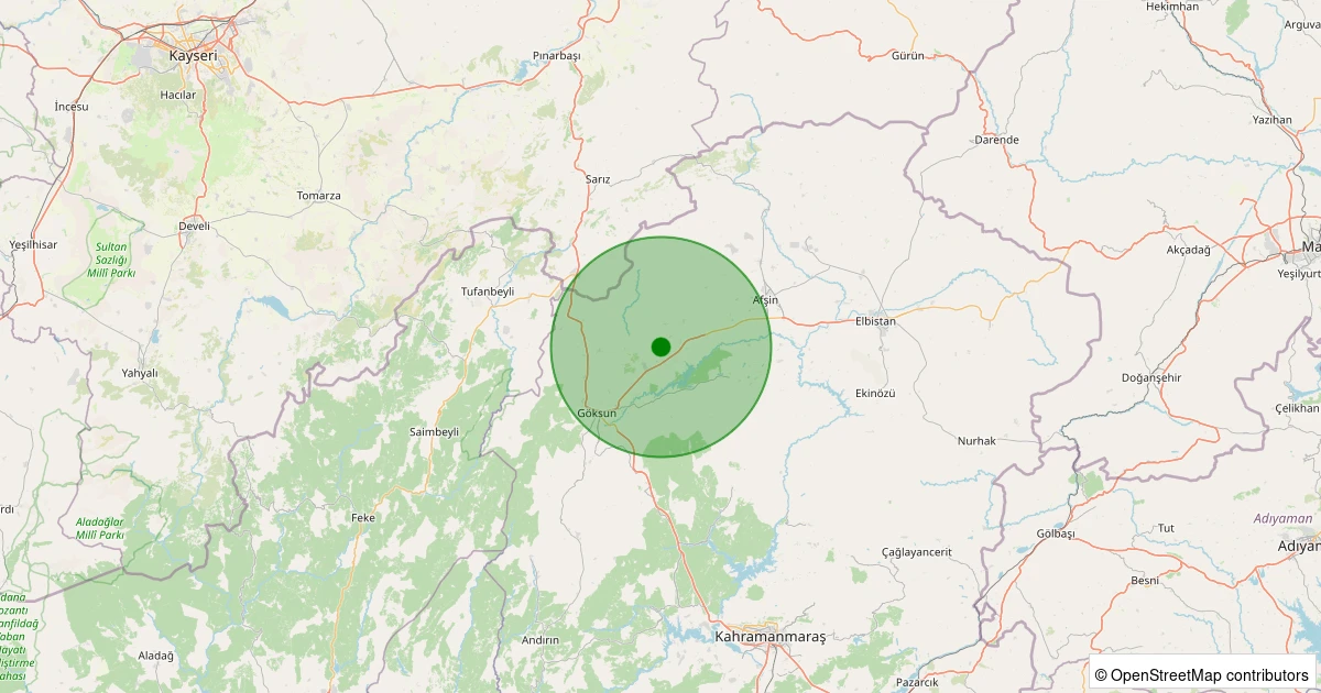04 Kasım 2025 saat 10:11 - Göksun - Yeniyapan - 1.50ml depreminin harita gösterimi