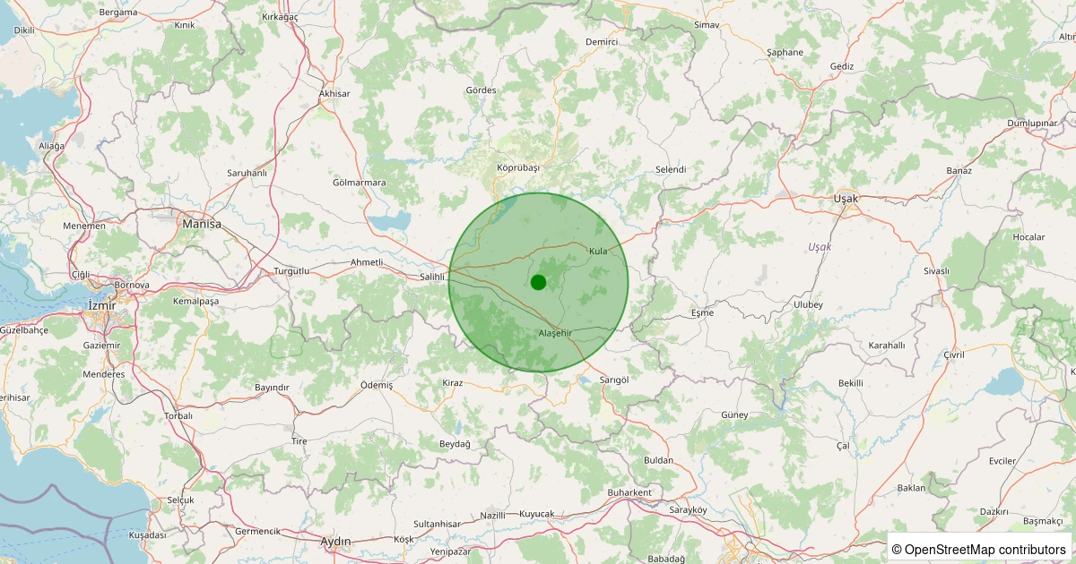 04 Kasım 2025 saat 11:45 - Kula - Hayallı - 0.80ML depreminin harita gösterimi