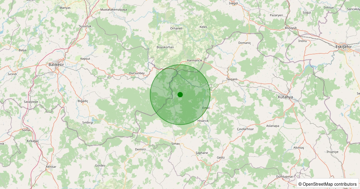 04 Kasım 2025 saat 12:29 - Simav - Evciler Köyü - 1.90ml depreminin harita gösterimi