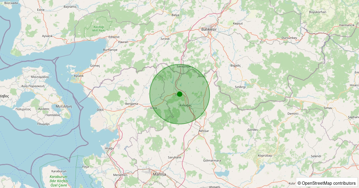 04 Kasım 2025 saat 13:43 - Soma - Kurtuluş - 1.20ml depreminin harita gösterimi