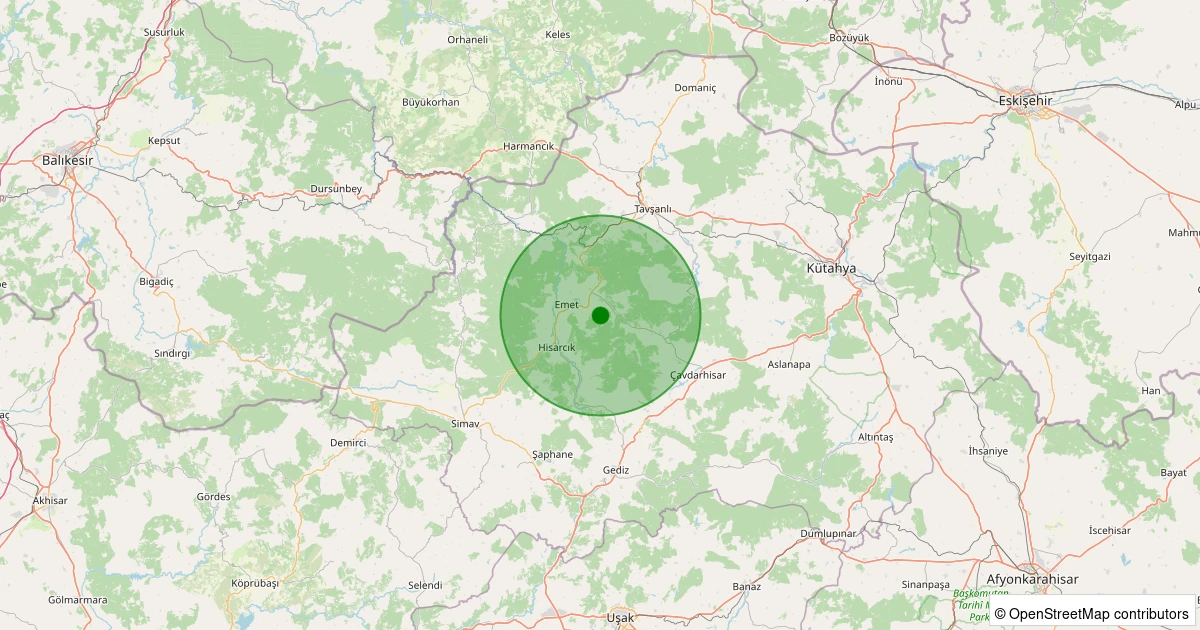 04 Kasım 2025 saat 14:24 - Emet - Gürpınar Köyü - 1.30ml depreminin harita gösterimi