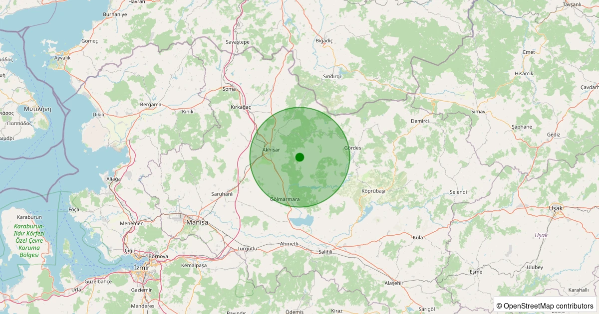 04 Kasım 2025 saat 14:34 - Akhisar - Yayakırıldık Köyü - 1.00ml depreminin harita gösterimi