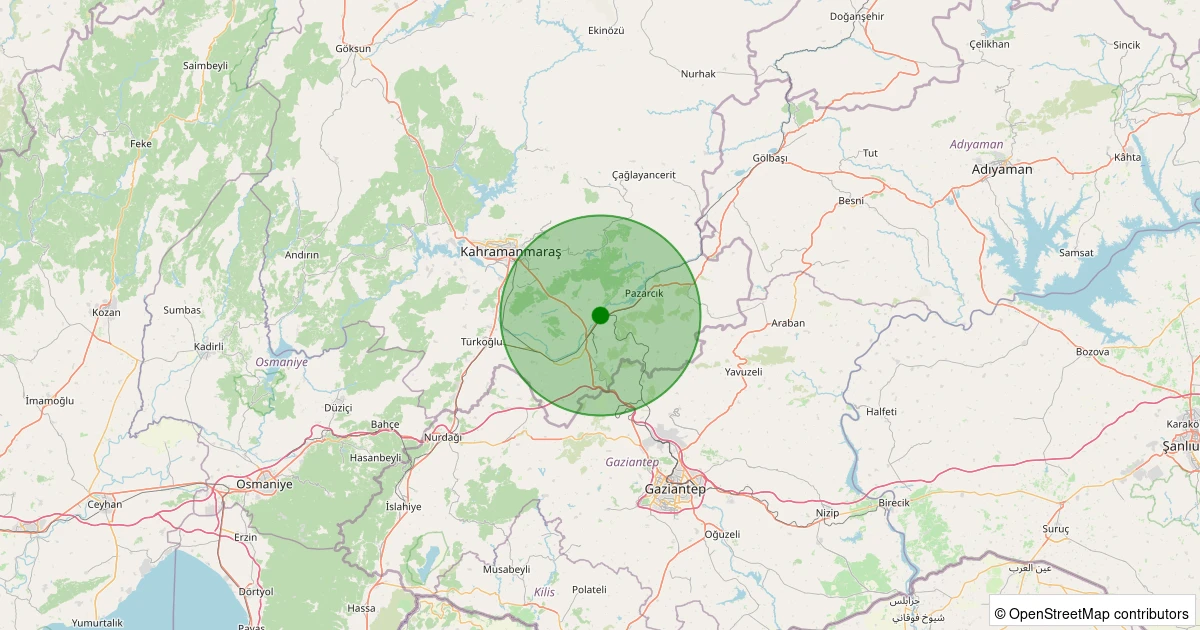 04 Kasım 2025 saat 15:14 - Dulkadiroğlu - 1.40ml depreminin harita gösterimi