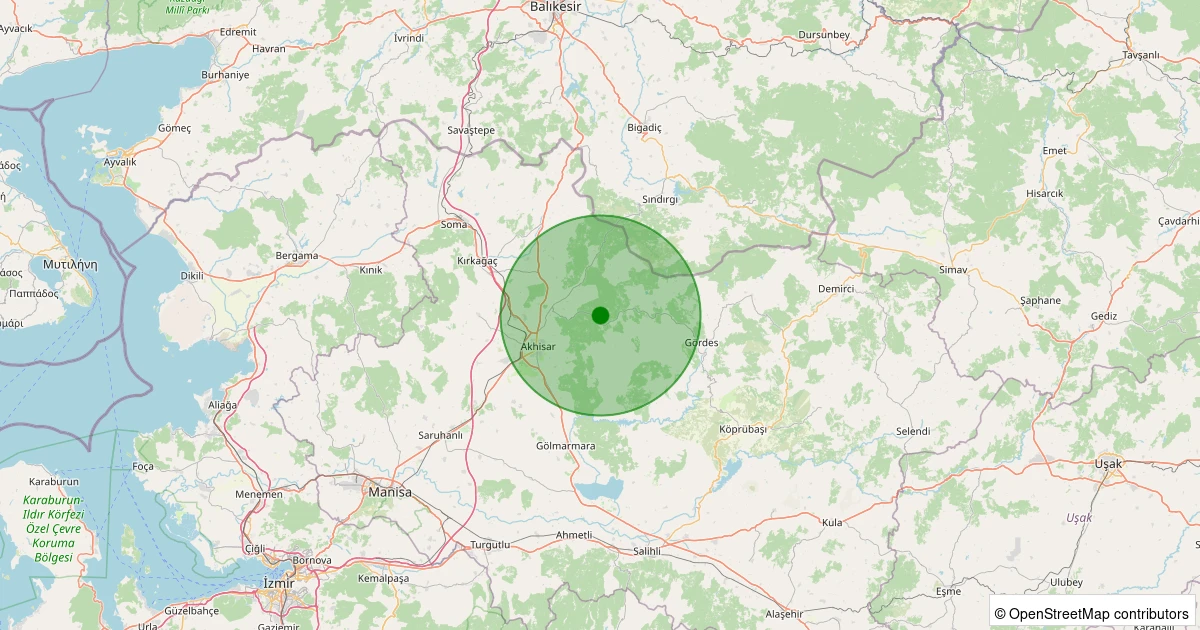04 Kasım 2025 saat 16:10 - Akhisar - Doğankaya Köyü - 1.30ml depreminin harita gösterimi
